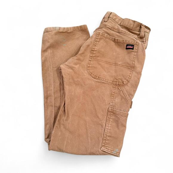 Dickies Carpenter Painter Workwear Utility Pocket Tan Pants Paint Splatter Wear - Picture 1 of 8